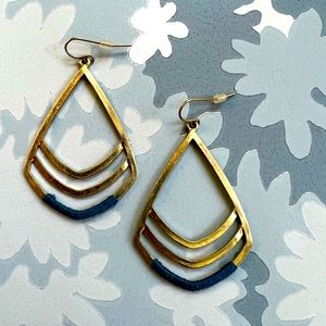 Gold and marine blue wrapped earrings